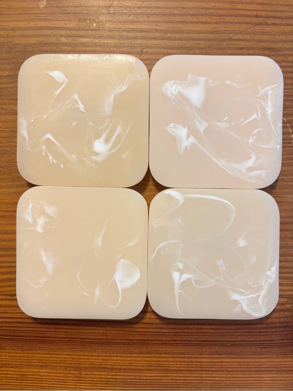 Ririku Square Marbled Coasters - Cream & White